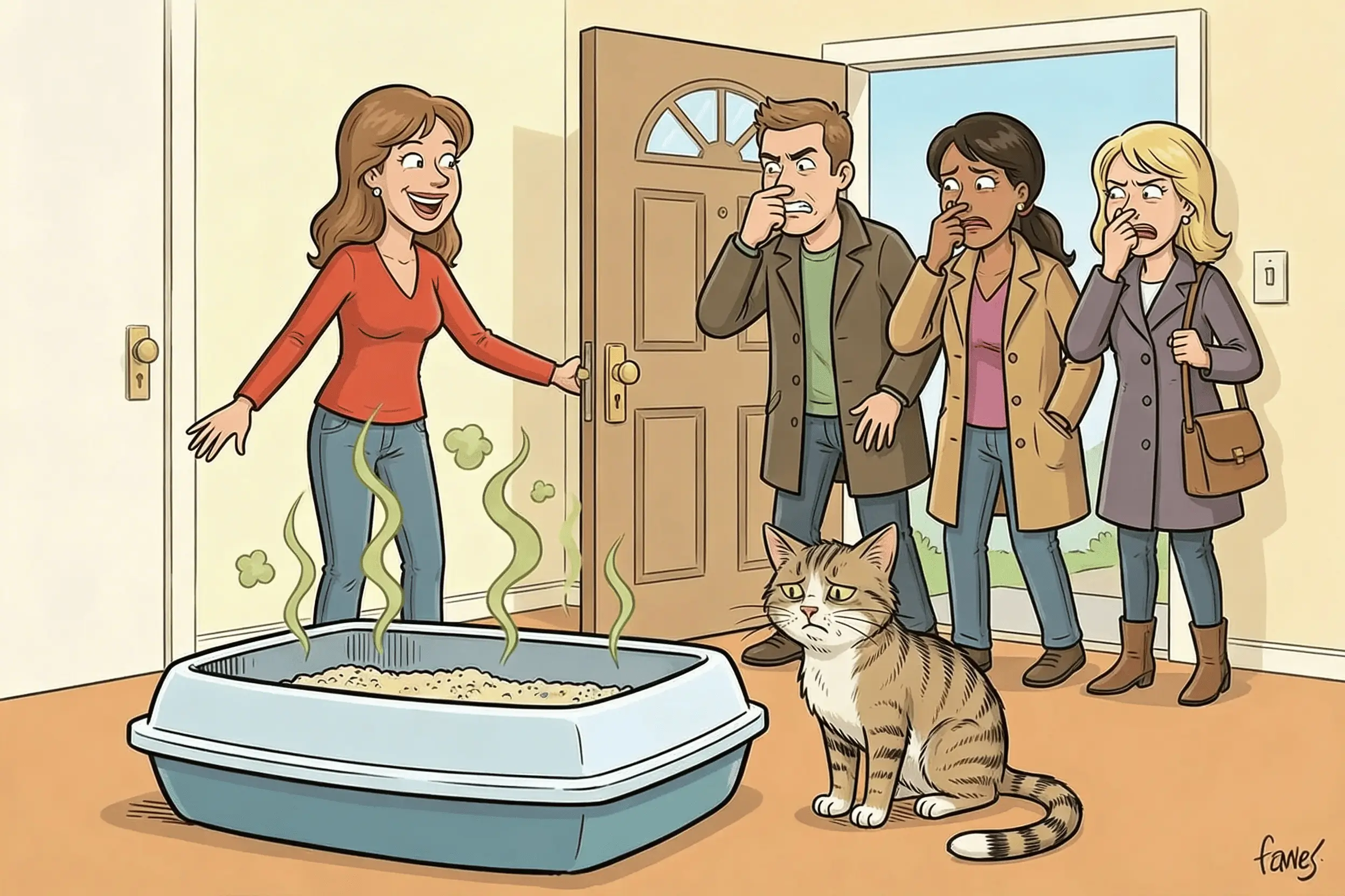 Invites et odeur de litière